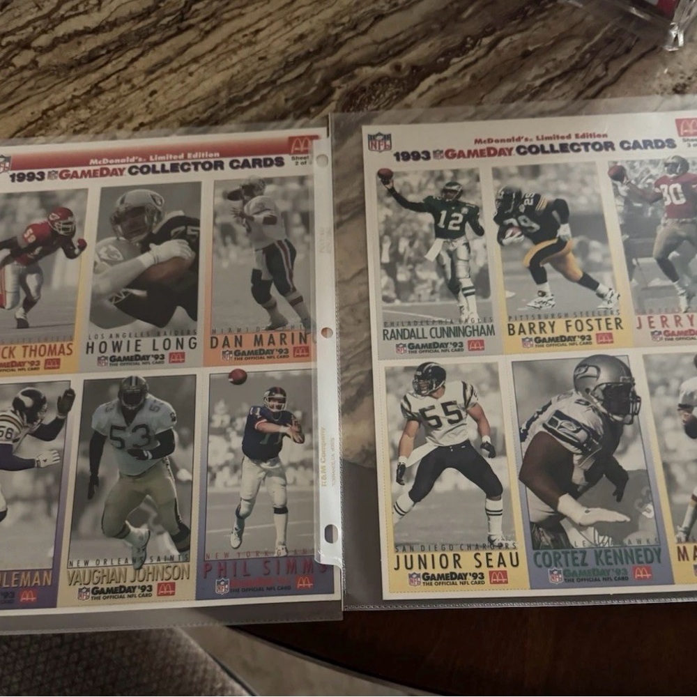 1993 McDonald's Gameday Collector Cards Sheet - Football Set of 3